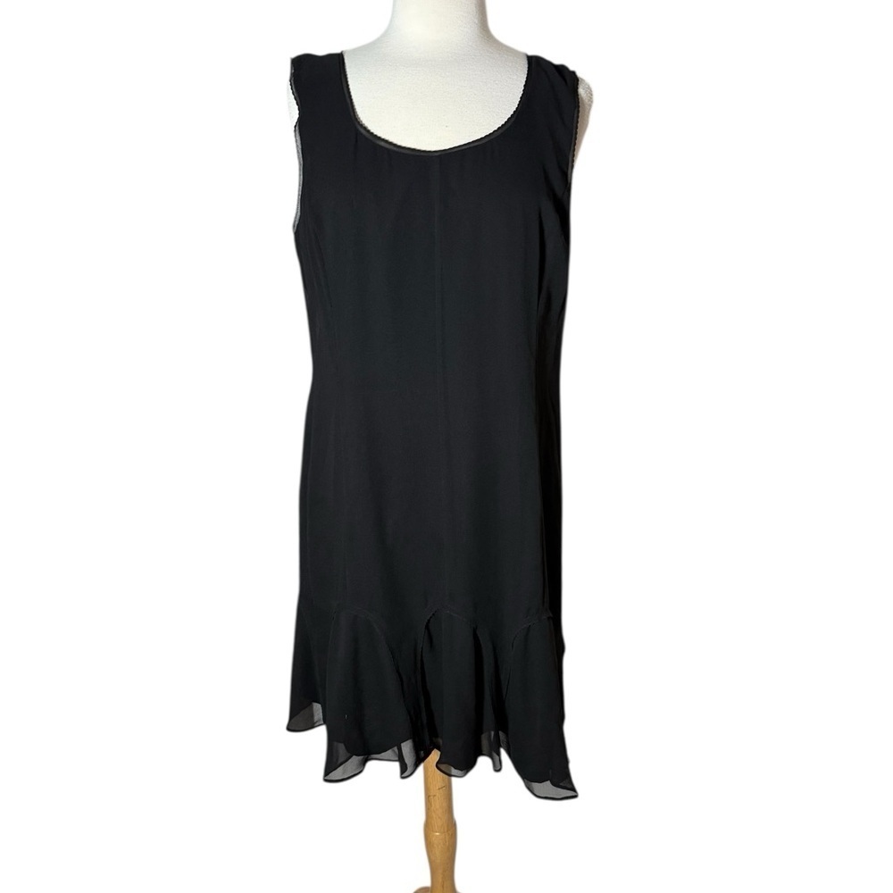 Vintage Linda Allard Ellen Tracy Basic Black Sheath Dress Size 16